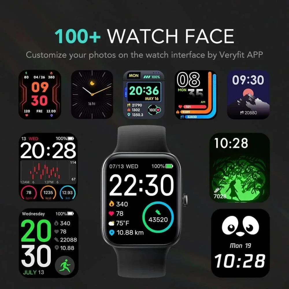 SKG V7 Smart Watch Fitness Tracker 5ATM Waterproof 1.7 in Touch Screen Black